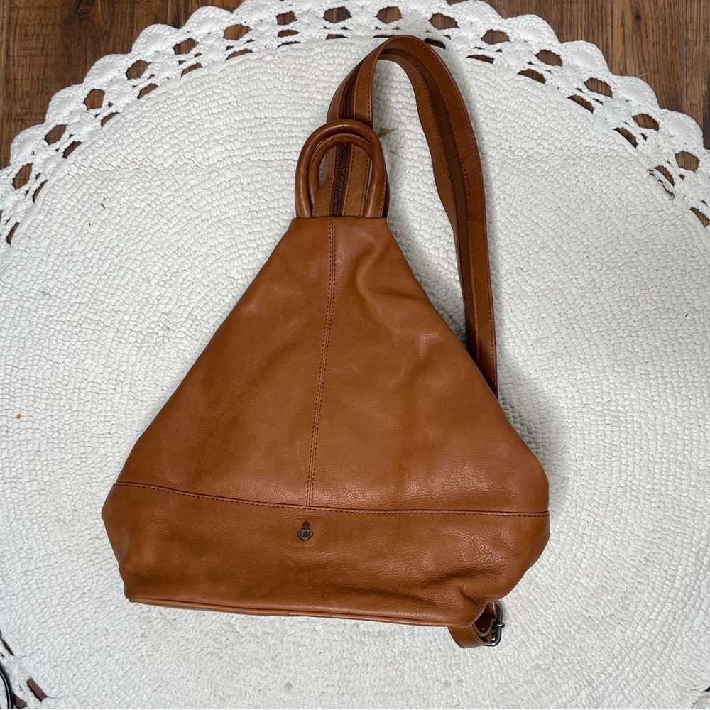 Harbour 2nd Cognac Leather Sling Convertible Backpack Crossbody Bag